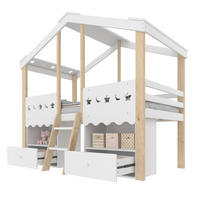 HOCHBETT 90/200 cm Weiß/Natur aus Kiefernholz mit LED-Beleuchtung und Stauraum - Weiß, Holz (90/200cm) - OKMYHOME