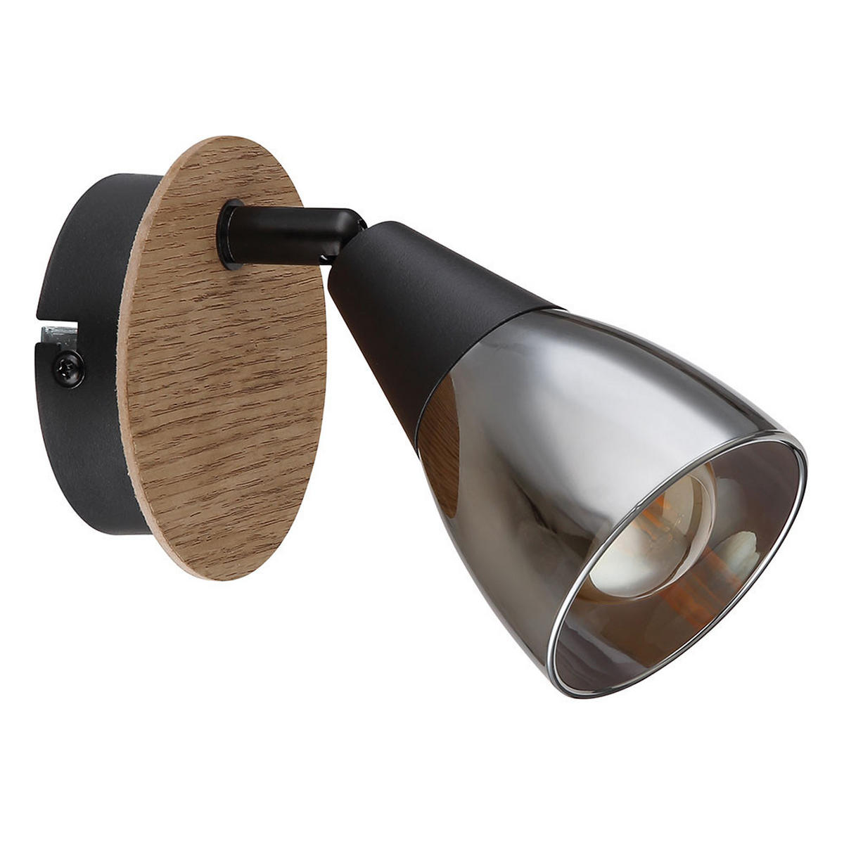 WANDLEUCHTE Metall Braun schwenkbar - Schwarz, Holz (8/13/16cm) - Globo Lighting