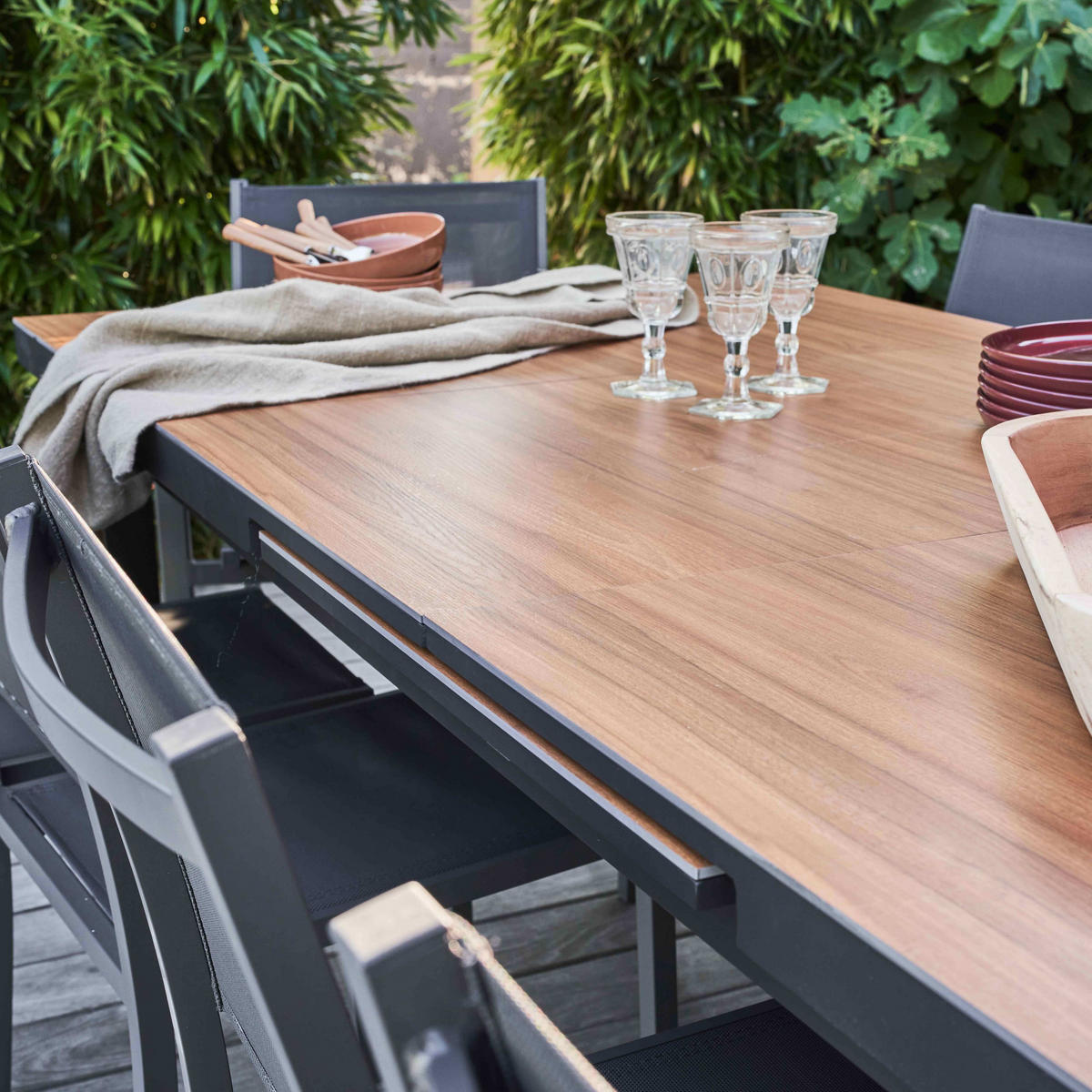 GARTENTISCH ausziehbar, Holzfarbe - Braun, Metall (100/320/76cm) - Oviala