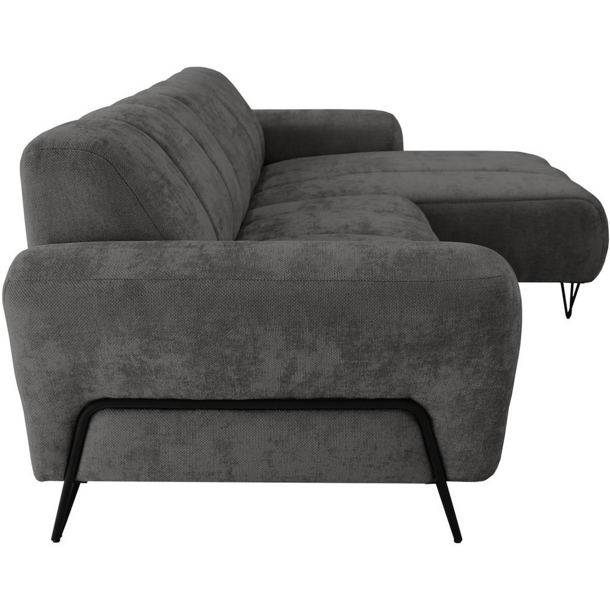 ECKSOFA Volare Mini ohne Schlaffunktion dunkelgrau, rechts, Storm-Stoff - Dunkelgrau/Schwarz, Textil/Metall (256/165cm) - Beautysofa