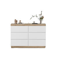 SIDEBOARD Kommode E1 Spanplatte mit 6 Schubladen Eicheoptik klassisches Design Schlafzimmer Stauraum 80/40/110 - Eichefarben/Weiß, Holzwerkstoff/Metall (110/67.5/40cm) - EVRYAE