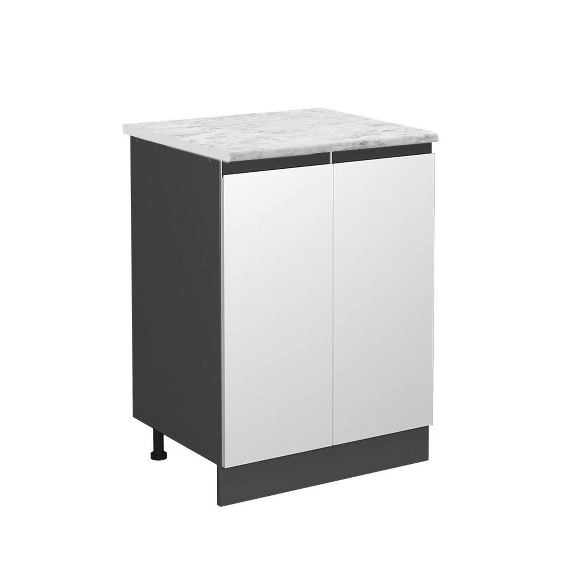 KÜCHENUNTERSCHRANK R-Line Weiß 60 cm AP Marmor - Anthrazit/Weiß, Holzwerkstoff (60/81.6/46cm) - Vicco