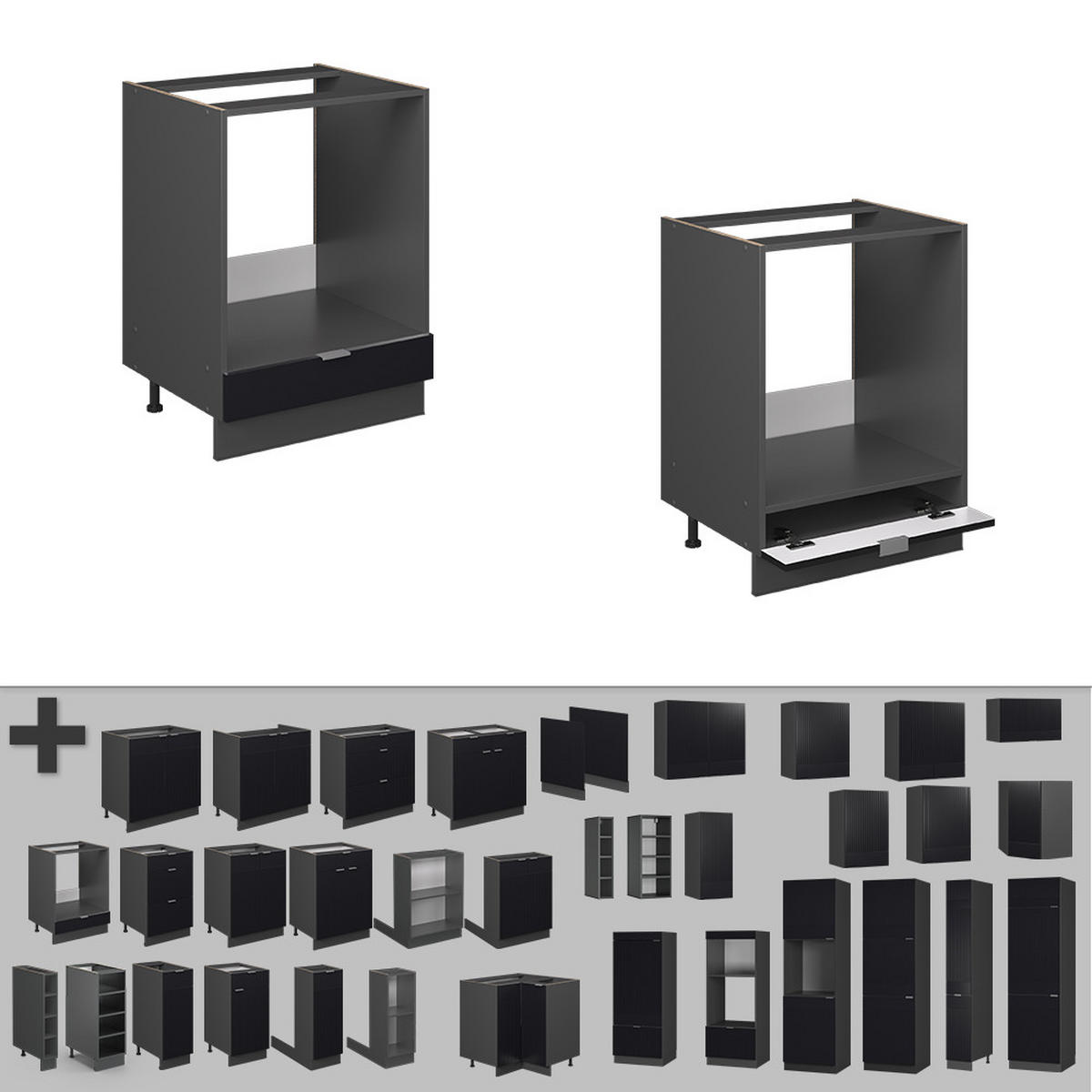 Anthrazit/Schwarz, Holzwerkstoff (60/82/60cm) - Vicco