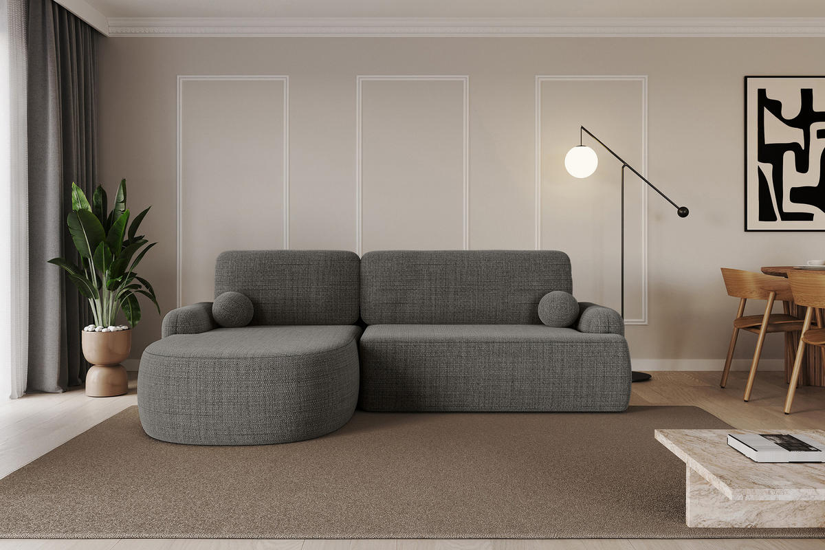 ECKSOFA mit Schlaffunktion und Bettkasten LIRA-L - 264x172x89 Grau - Grau, Holzwerkstoff/Textil (264/172cm) - ALTDECOR