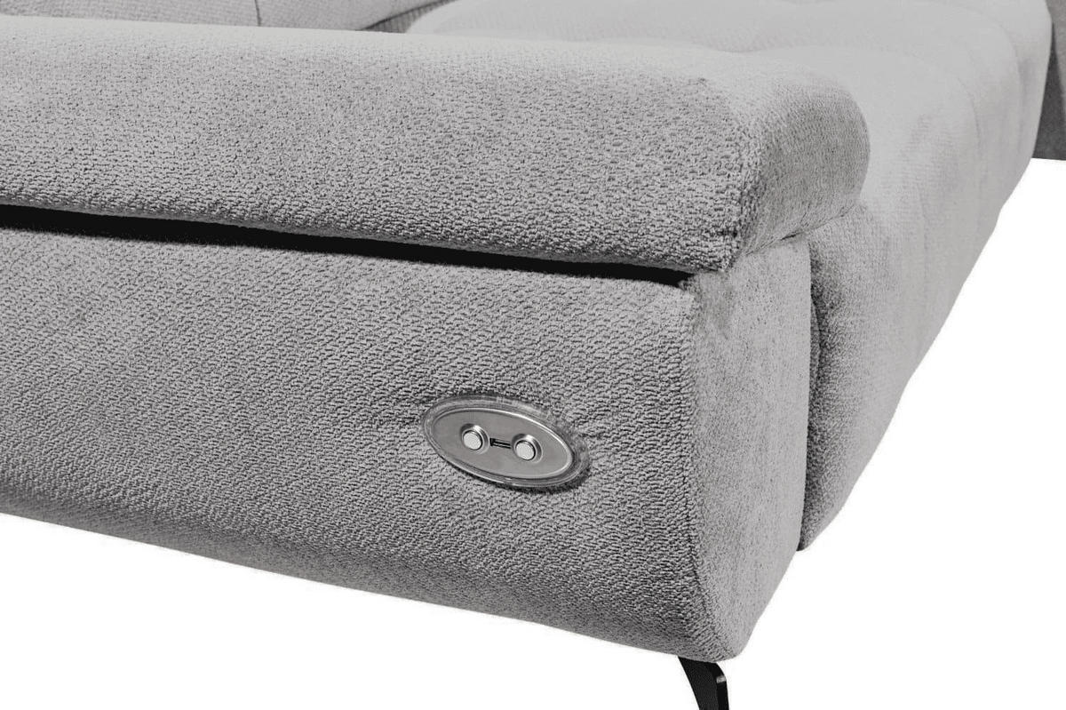 ECKSCHLAFSOFA mit Schlaffunktion & elektrischer Sitztiefenverstellung - Silberfarben/Hellgrau, Holz/Kunststoff (170/297cm) - ed exciting design