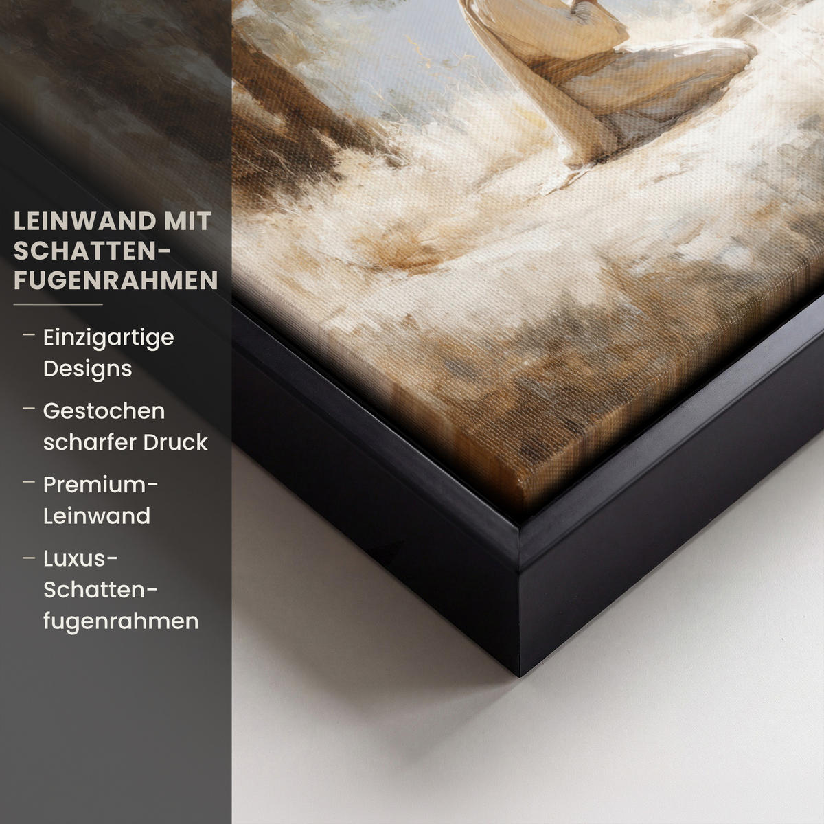LEINWAND Bilder mit Rahmen - Jesus - Kniend - Waldlandschaft - Betend - 20x20 - Beige, Textil (20/20cm) - MuchoWow