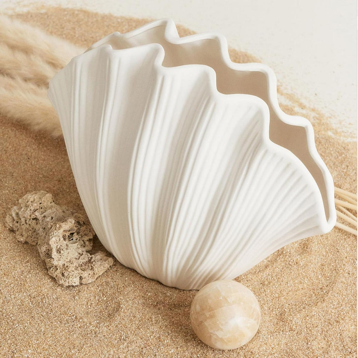 VASE 28,5 x 21 x 15 cm Keramik - Weiß, Keramik (21cm) - LIBRATON