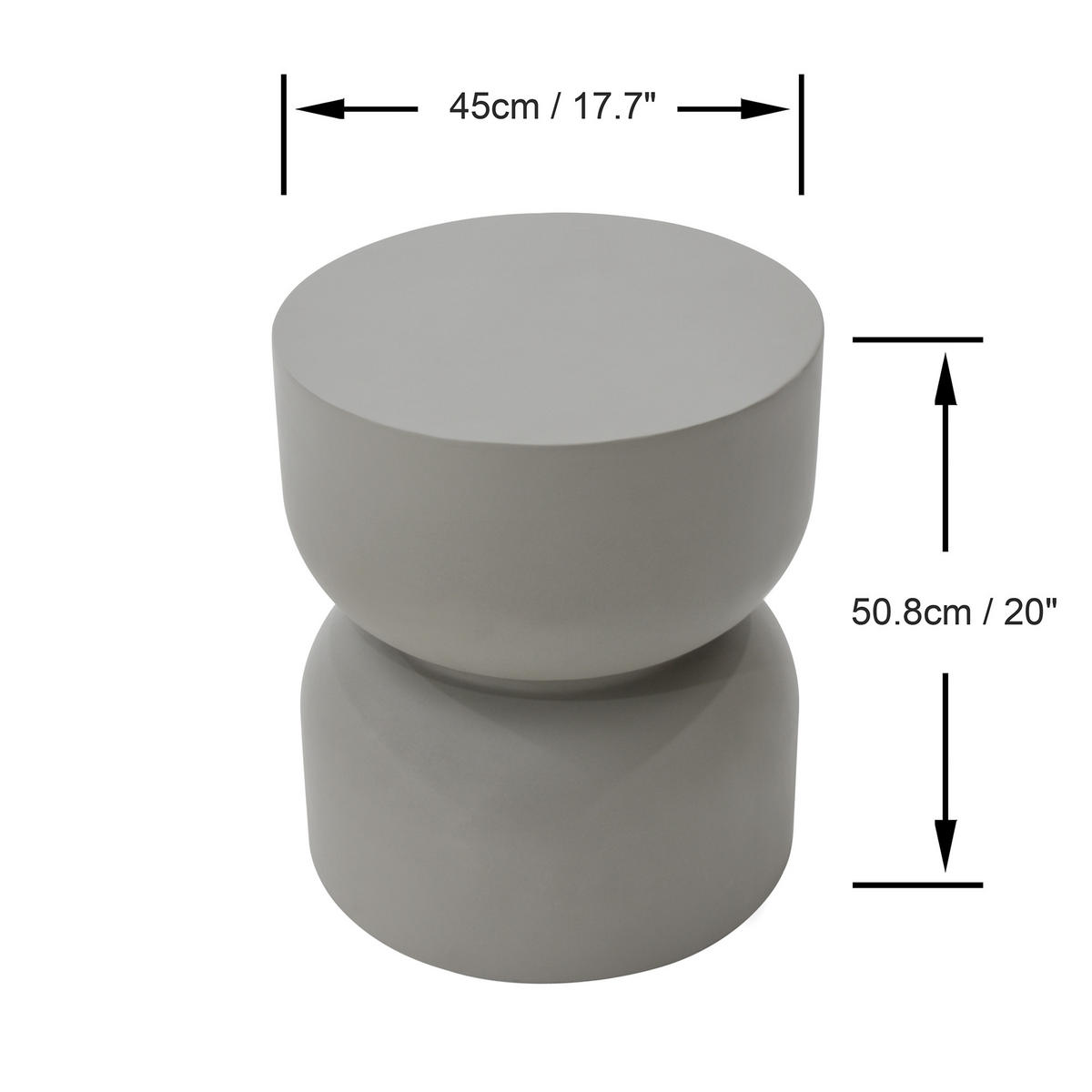 BEISTELLTISCH CHRONOS aus Beton 45 x 45 x 50 cm - Grau, Naturmaterialien (45/45/51cm) - Elementi