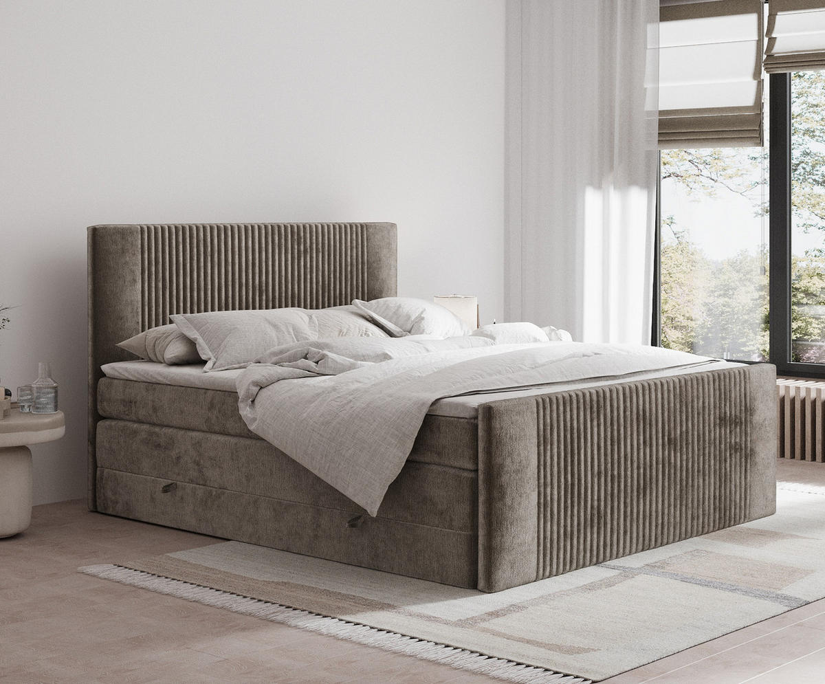 BOXSPRINGBETT Bergamo Braun 180/200 cm - Schwarz/Braun, Holz/Holzwerkstoff (180/200cm) - Maison de Reve