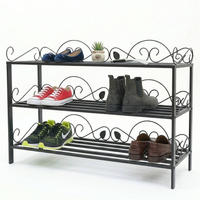SCHUHREGAL Mi-3 Regal 92cm Schuhschrank Schuhablage Metall Schmiedeeisen - Schwarz, Metall (92/57/30cm) - DanDiBo