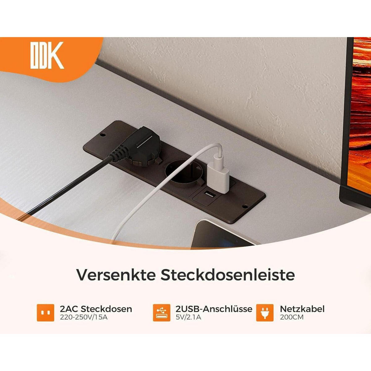 ECKSCHREIBTISCH mit Steckdose und USB-Anschluss Bianco Weiß 135 x 100 cm - Weiß, Metall (100/135/75.7cm)