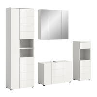 BADKOMBINATION 4tlg. Vira Bad in weiß Melamin und weiß hochglanz B/H/T: 210x190x34 cm - Weiß, Holz (210/190/34cm)