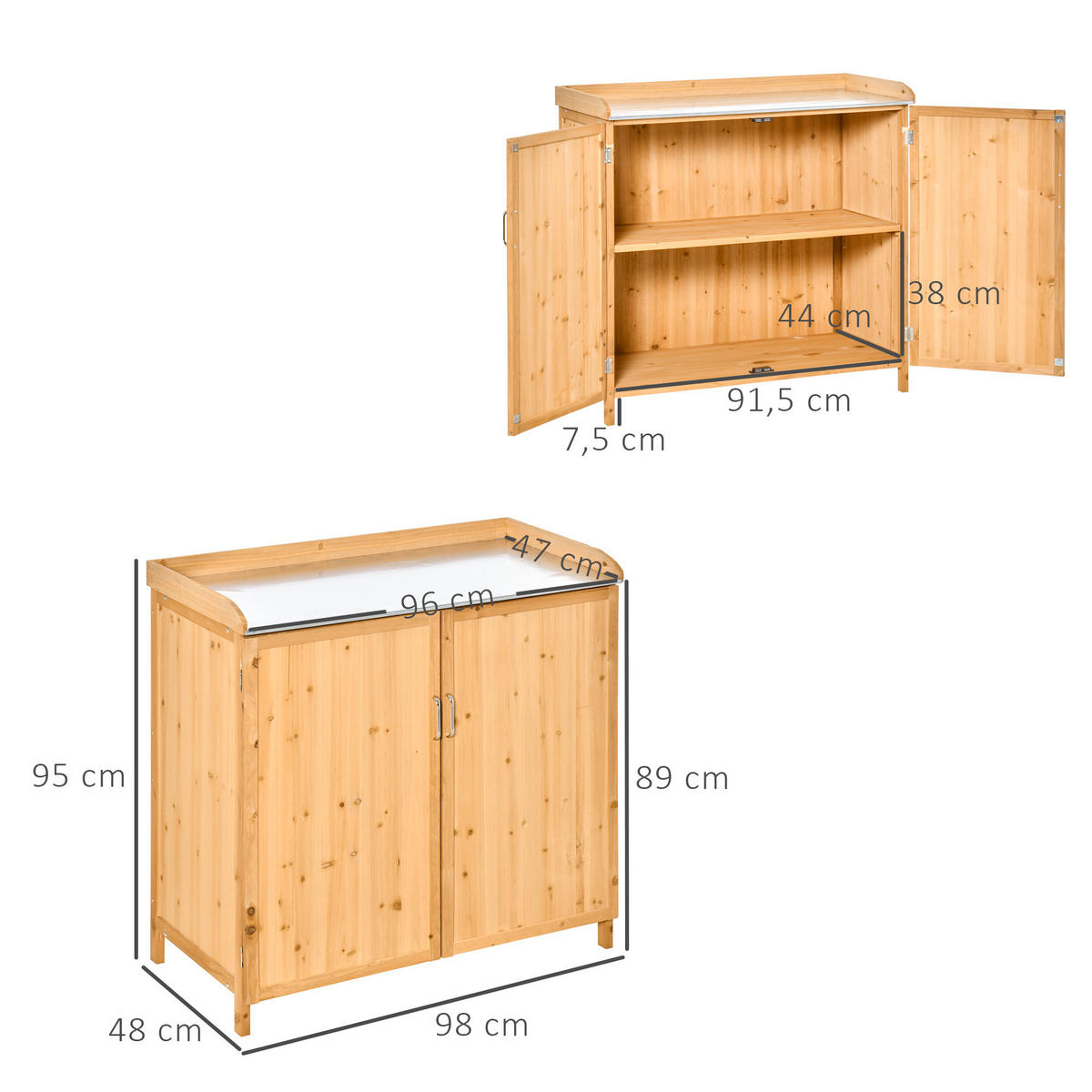 PFLANZTISCH DE-18934 Zedernholz - Orange, Holzwerkstoff (98/48/95cm) - ComfortXL