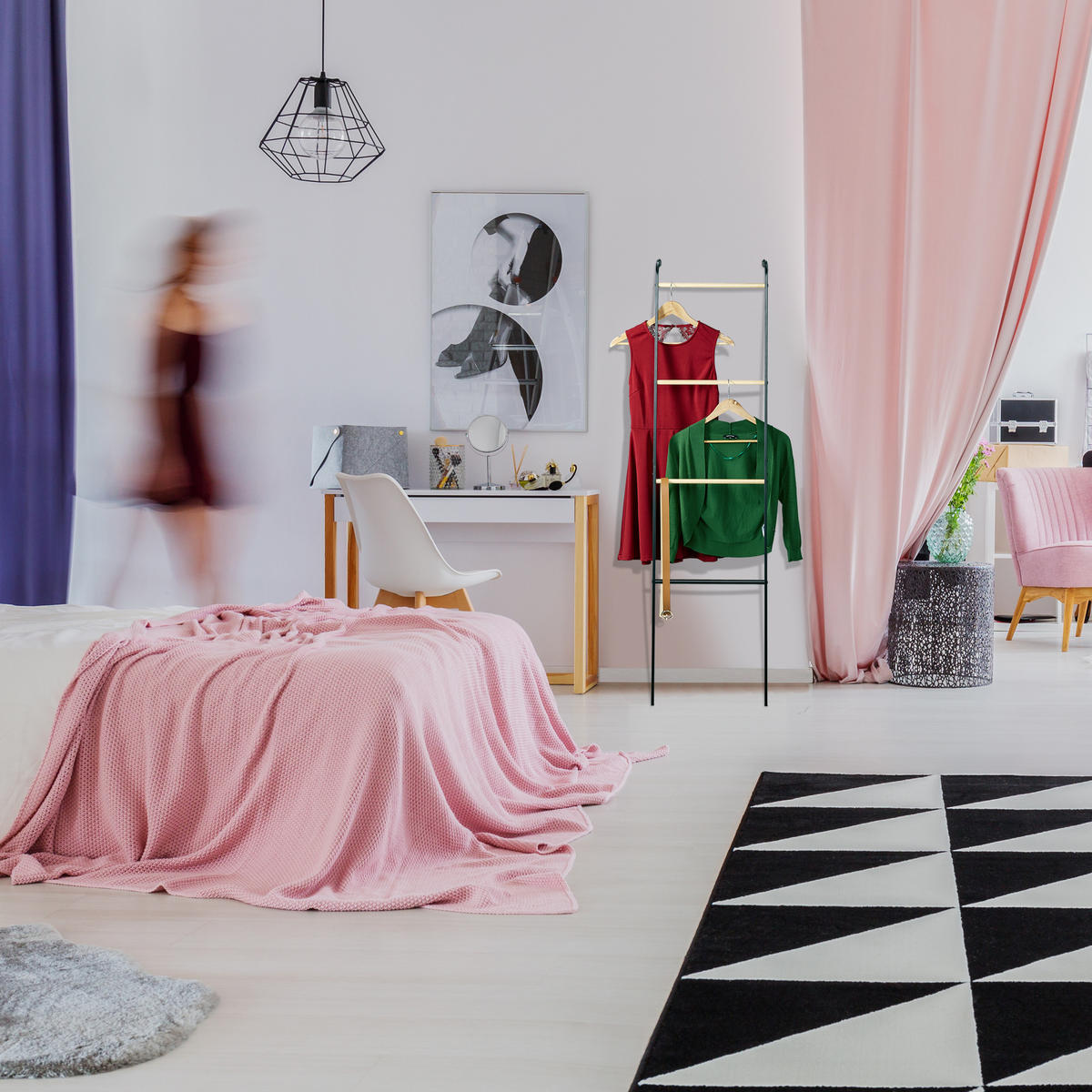 UTERÁKOVÝ stojan - čierna, kov (40/160/26cm) - Relaxdays