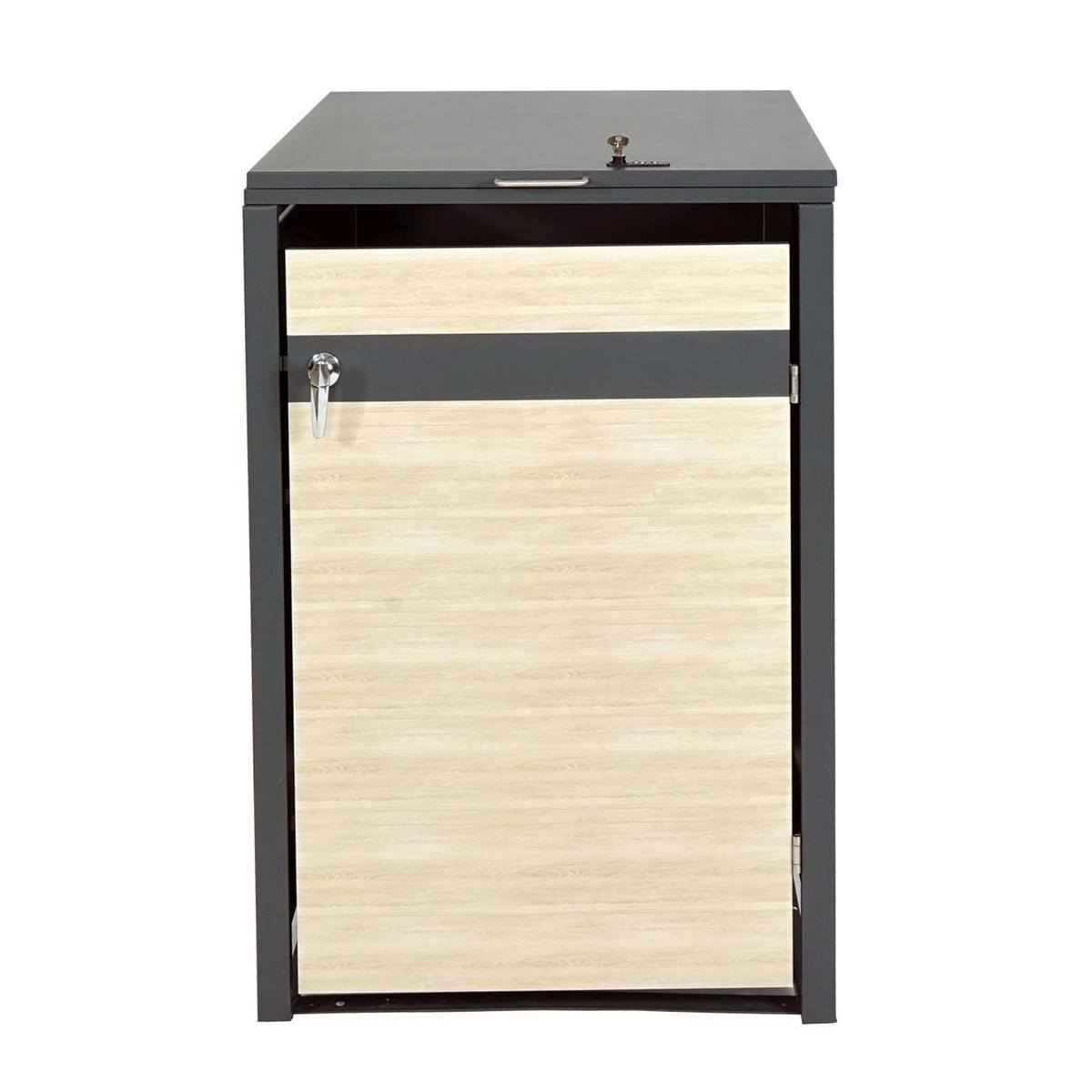 1ER MÜLLTONNENVERKLEIDUNG Buche Dekor - Buchefarben, Metall (68/117/80cm) - MCW