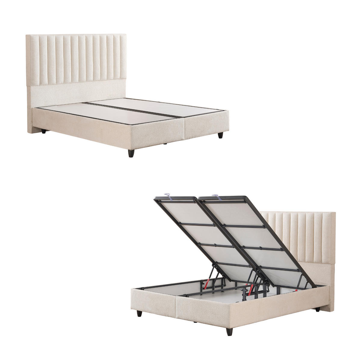 BOXSPRINGBETT Belezza Bett Boxspringbett 140x200 mit matratze - Beige, Holz (140/200cm) - Gowoll