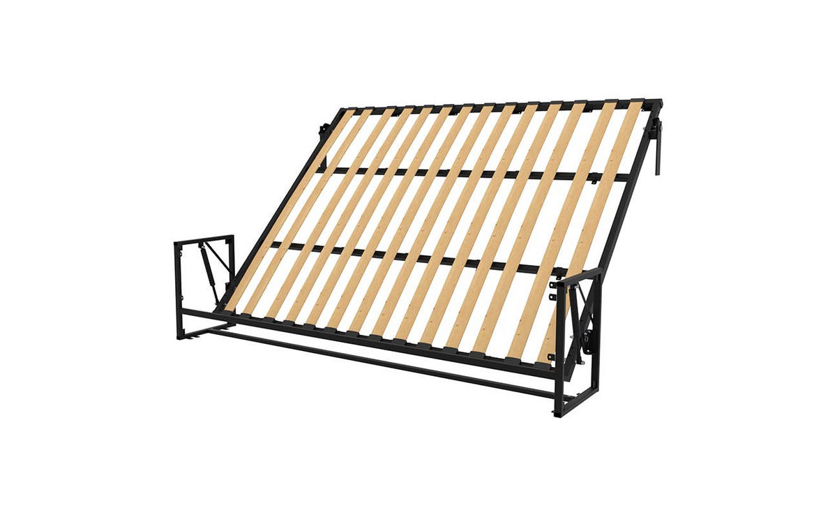 WANDBETT Morphy Classik Modulares SizeFlex- und TypeFlex-System - 200x160 Horizontal - Schwarz, Holz (200/160cm) - WallBedKing