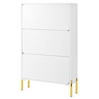 SCHUHSCHRANK aus MDF 73x24x120cm in Weiß mit goldenen Metallbeinen - Weiß, Holzwerkstoff (73/120/24cm) - Modfu