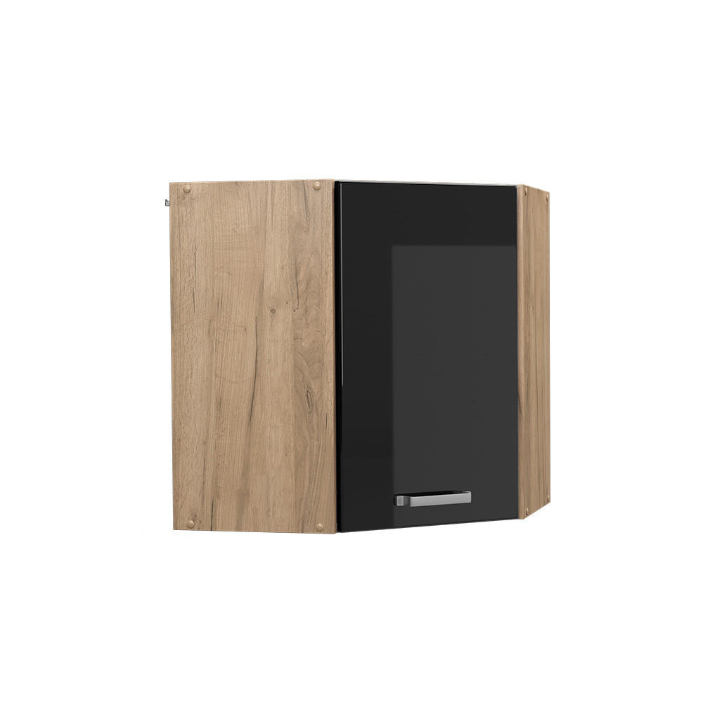 ECKHÄNGESCHRANK R-Line Schwarz Hochglanz 57 cm - Honigeiche/Schwarz Hochglanz, Holzwerkstoff (57/60/34.1cm) - Vicco