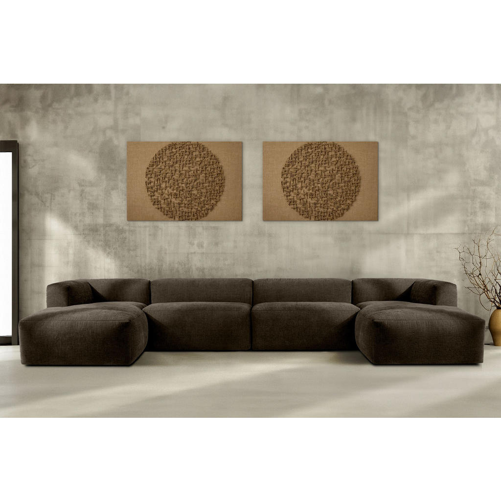 Thumbnail - Konsimo® Panorama-Ecksofa, Braun, Textil, U-Form,Freiform, 424x73x180 cm, Wohnzimmer, Sofas & Couches, Wohnlandschaften,...