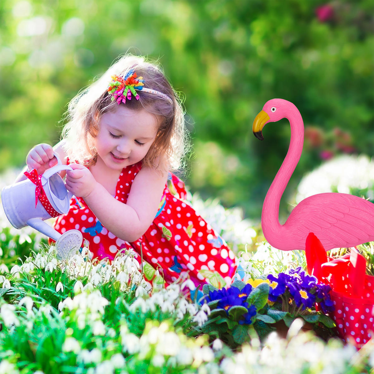 2XFLAMINGOFIGUR - Pink, Kunststoff/Metall (7.5cm) - Relaxdays