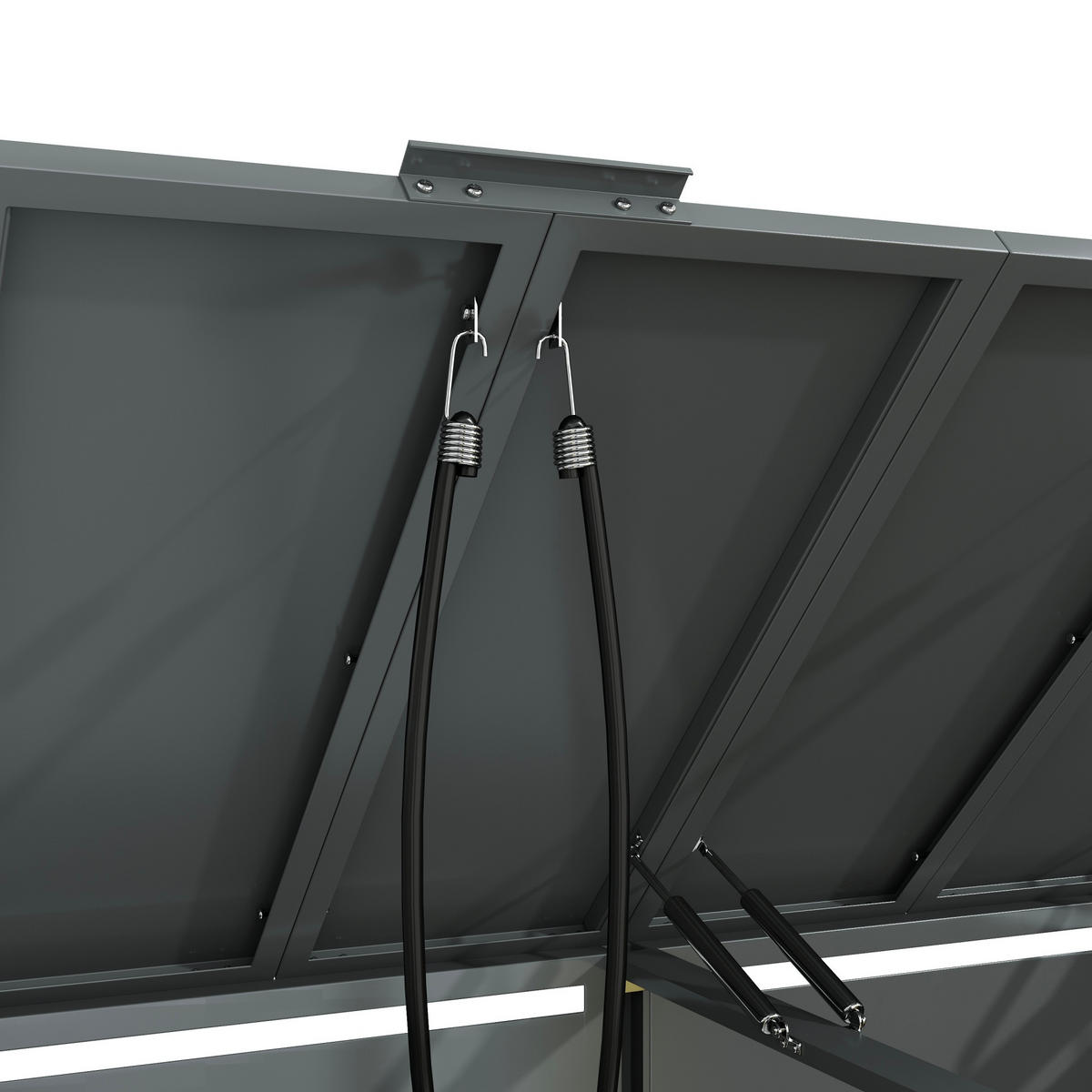 MÜLLTONNENBOX aus Stahl in Grau/Holzoptik mit hydraulischem Klappdeckel 264x80x118,5 cm - Grau, Metall (264/118.5/80cm) - Modfu