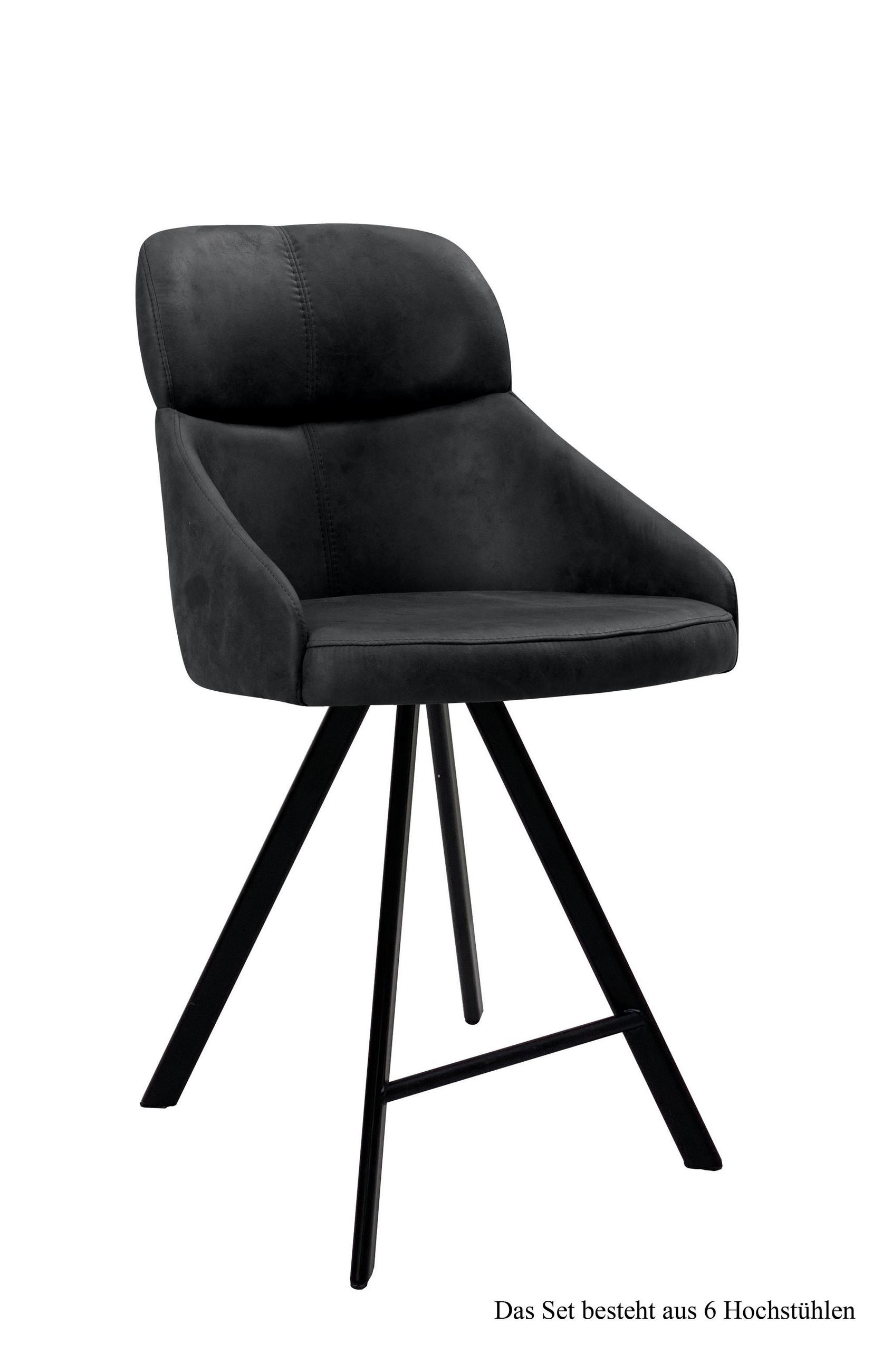 THEKENSTUHL drehbar (6er-Set) Diljana 52x99x63 Schwarz/Anthrazit - Anthrazit/Schwarz, Kunststoff (63/99/52cm) - 58aufmkessel