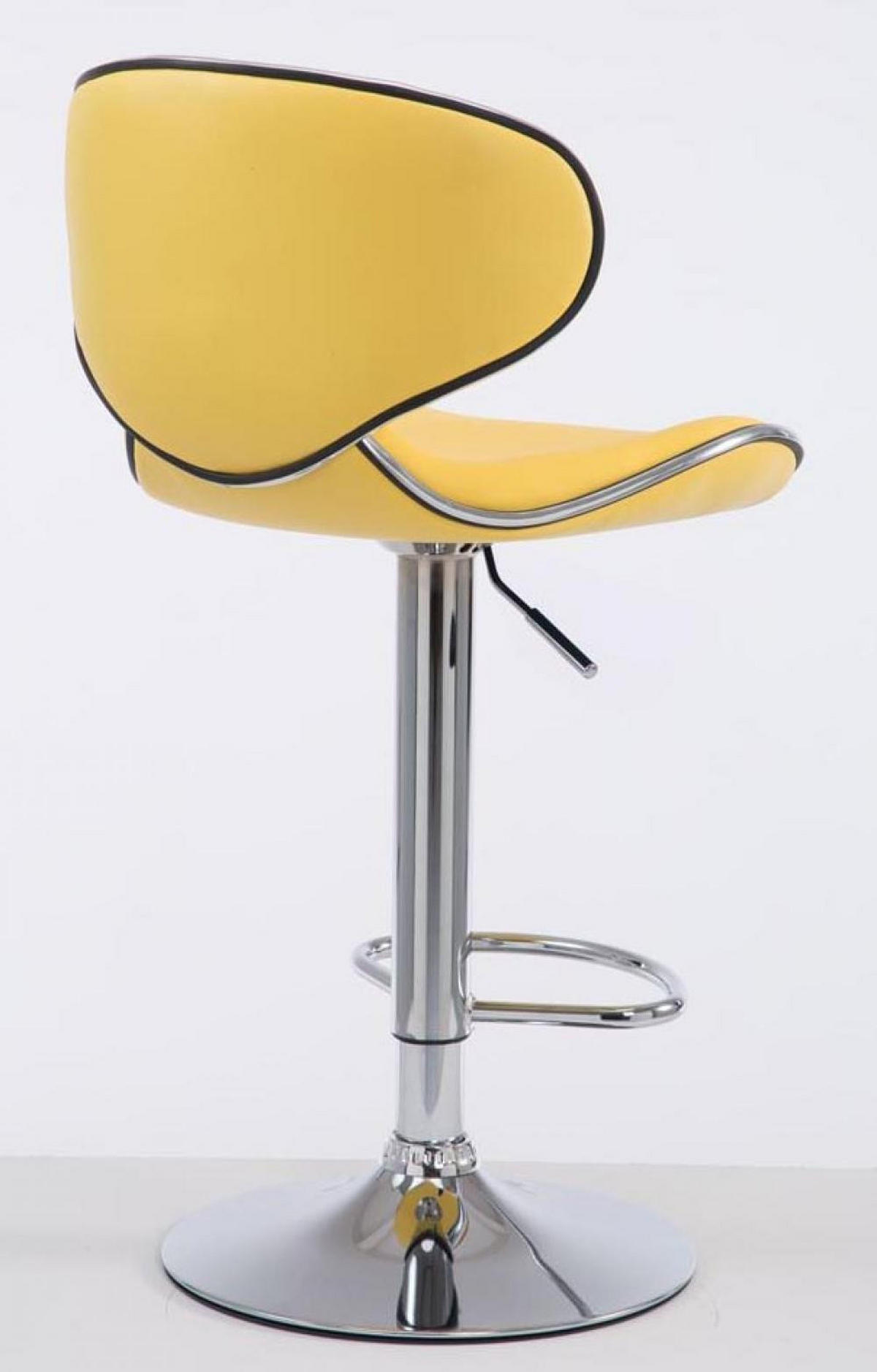 BARHOCKER 2er Set Lederlook gelb - Chromfarben/Gelb, Textil/Metall (46/88/49cm) - CLP