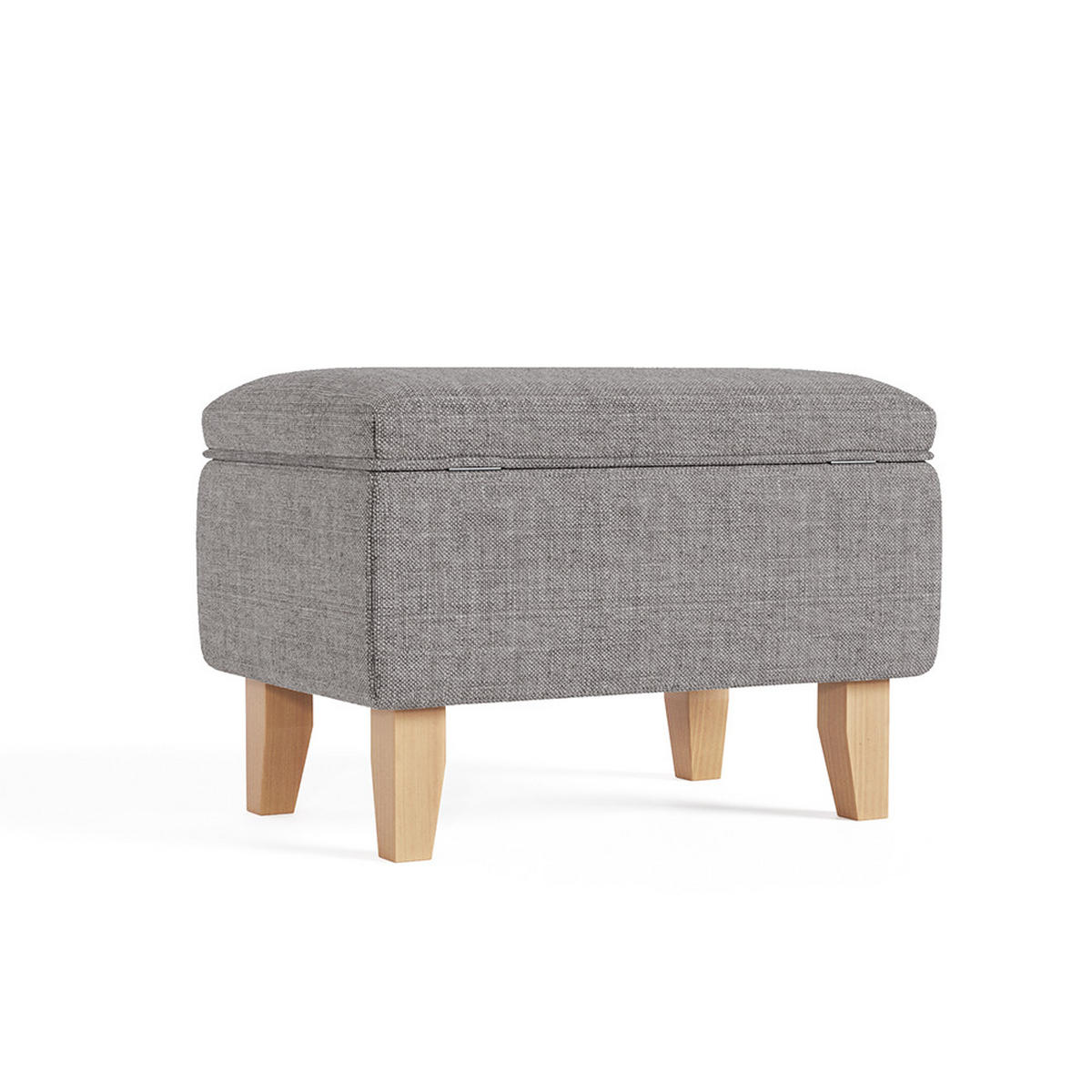 POLSTERHOCKER 49/33/35 cm Stauraum Holzbeine Leinen Hellgrau - Hellgrau/Naturfarben, Holz/Textil (49/35/33cm) - Livingandhome