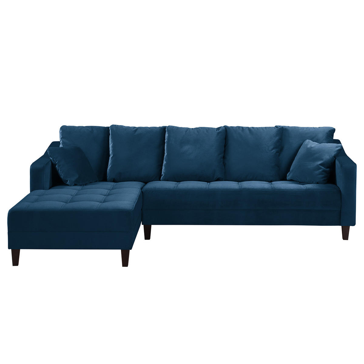 ECKSOFA mit Ottomane - Samt - Petrol, Textil (254/165cm) - home24