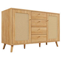 SIDEBOARD 140 cm in Rattan-Optik mit 4 Schubladen - Sonoma Eiche, Holzwerkstoff (140/86/40cm) - Urban Meuble