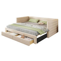 POLSTERBETT 90/190 cm ausziehbar zum Doppelbett mit 2 Schubladen und Lattenrost, Beige - Beige, Textil (90/190cm) - Redom