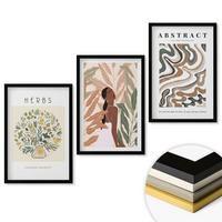 WANDBILDER 3er-Set - 40x60 cm Schwarzer Rahmen - Boho-Pastell-Minimalisten-Poster - Schwarz, Kunststoff (40/60cm) - ArtPrintCave