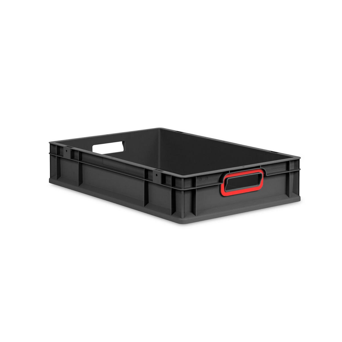 EUROBOX NextGen Color 12x40x60 cm 23 Liter Griffe rot offen, Schwarz - Rot/Schwarz, Kunststoff (40/12/60cm) - PROREGAL