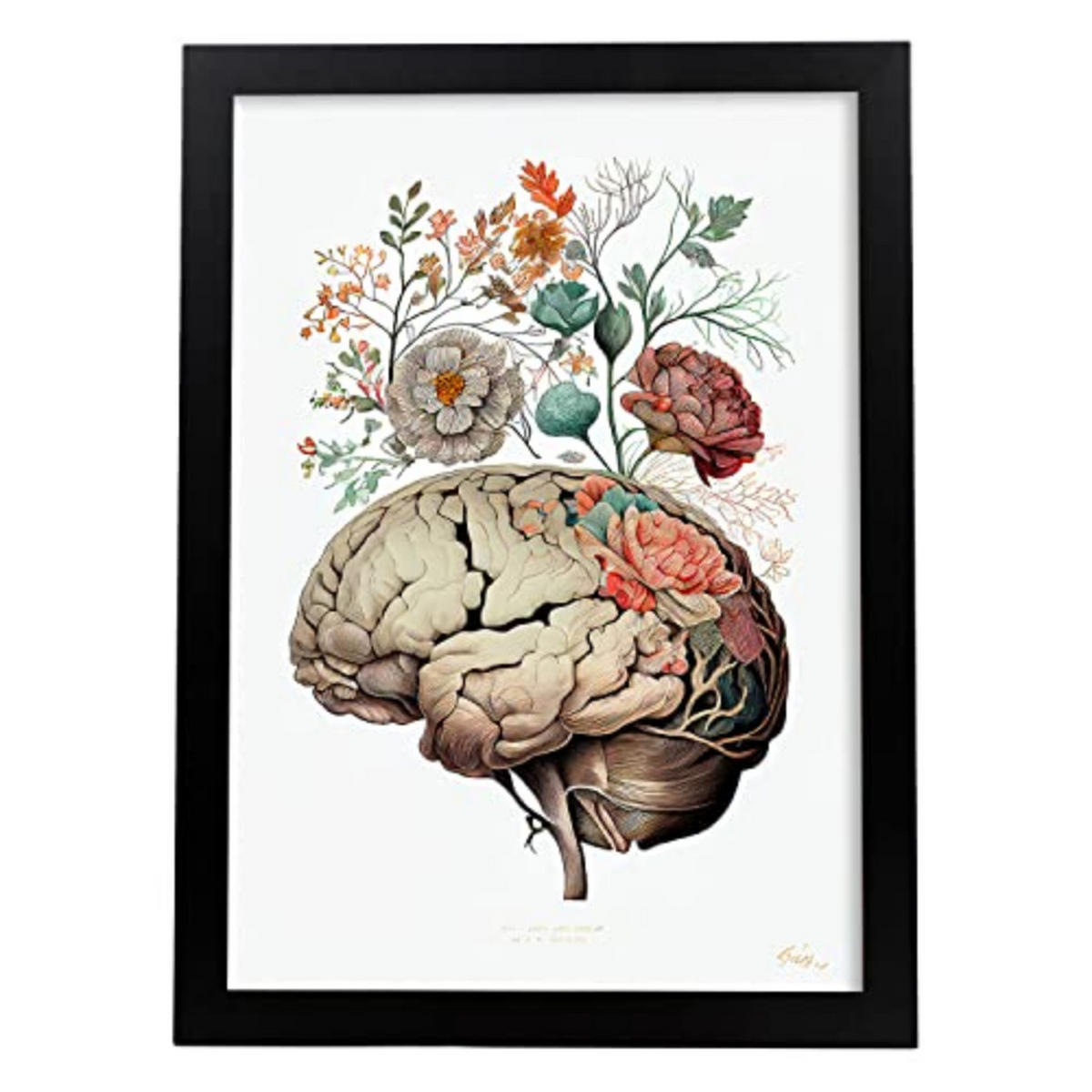 POSTER Set Mit 7 Anatomie Gehirn A3 Schwarzer Rahmen - Schwarz, Papier (29.7/5/42cm) - Nacnic