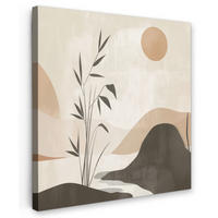 LEINWANDBILD Japandi - Landschaft - Beige 90x90 cm - Cognac, Textil (90/90cm) - MuchoWow