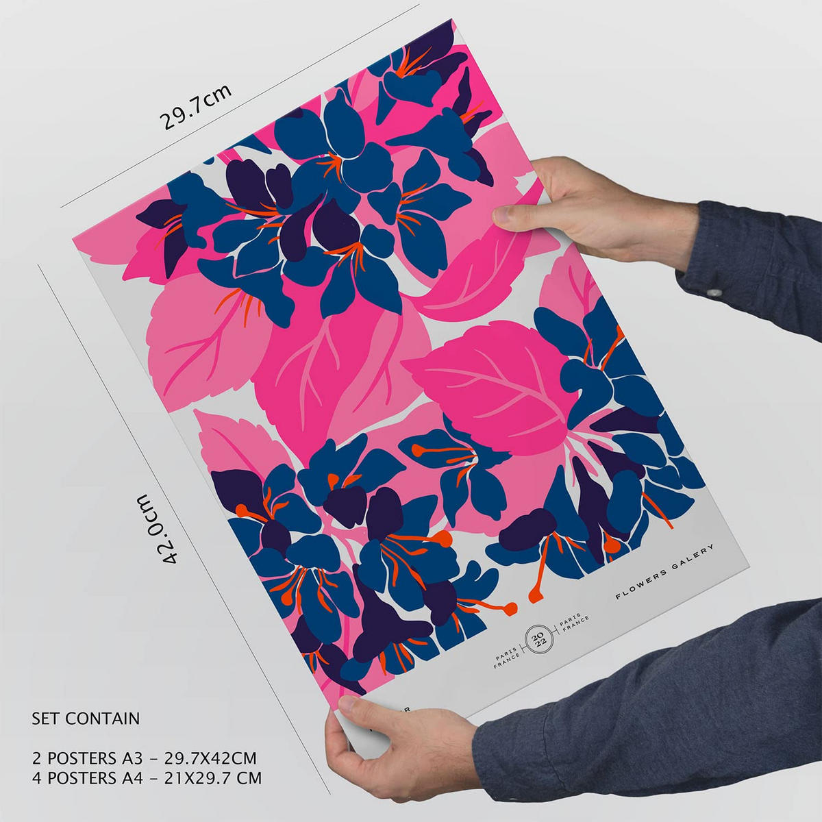 POSTER Set Mit 6 Blumen- und Botanische Galerie Größe A3 & A4 Weißer Rahmen - Weiß, Papier (29.7/1cm) - Nacnic