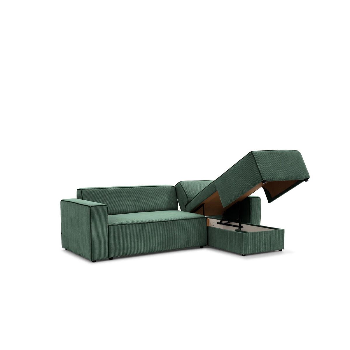 ECKSOFA Schlafsofa Waldo In Poso - Grün, Holzwerkstoff/Textil (260/173cm) - Fun Möbel