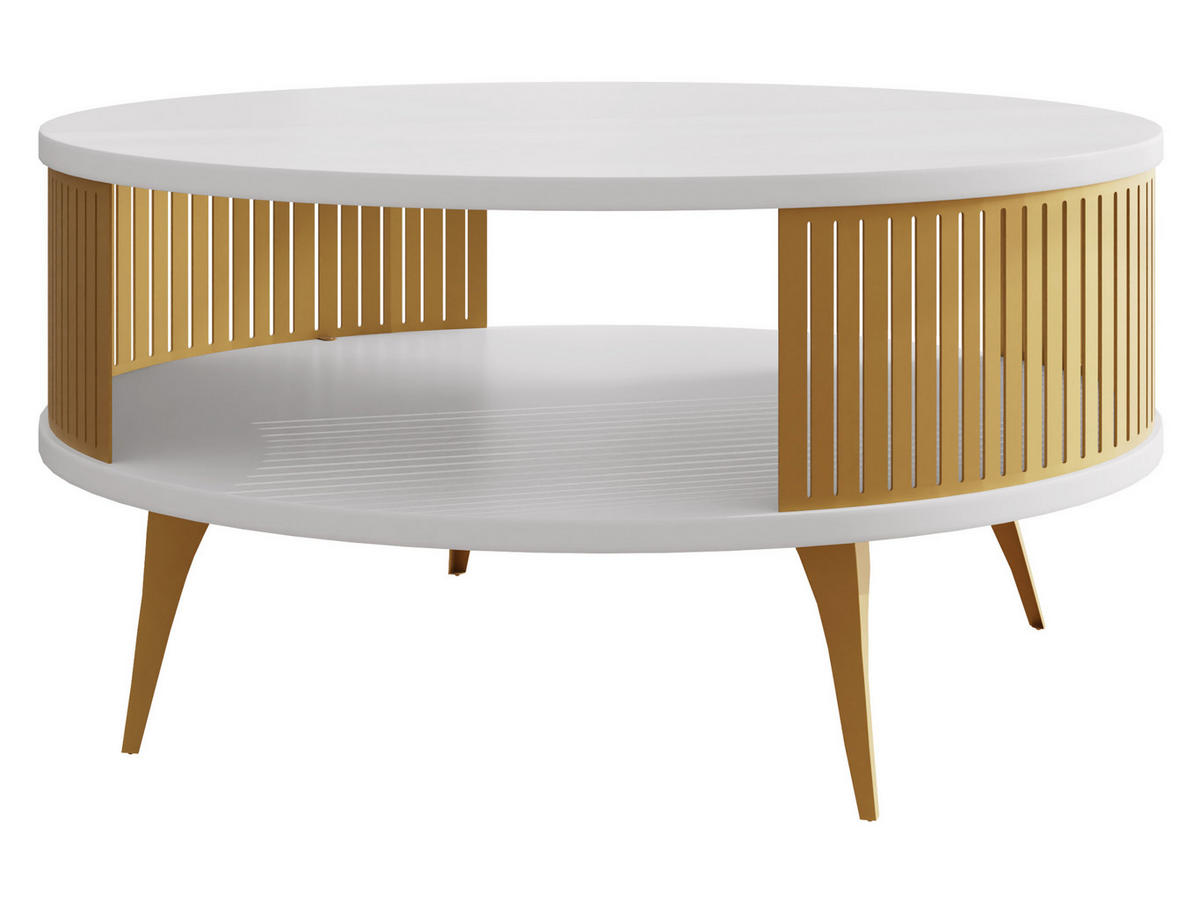 COUCHTISCH Roenni Gold - Goldfarben/Weiß, Holzwerkstoff/Metall (75/75/30cm) - MIRJAN24