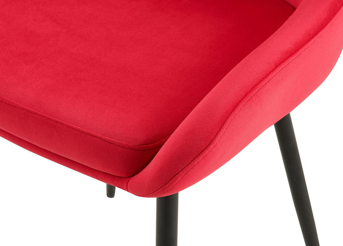 STUHL Samt Rot - Rot/Schwarz, Textil (50/86/53cm) - CLP