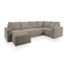 WOHNLANDSCHAFT NORENA R-S Beige Kordstoff mit Schlaffunktion - Beige, Holz (295/85/157.5cm) - MASSENO
