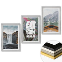 WANDBILDER 3er Set - 40x60 cm Silberner Rahmen - Wasserfall Berge Natur Boot - Silberfarben, Kunststoff (40/60cm) - ArtPrintCave