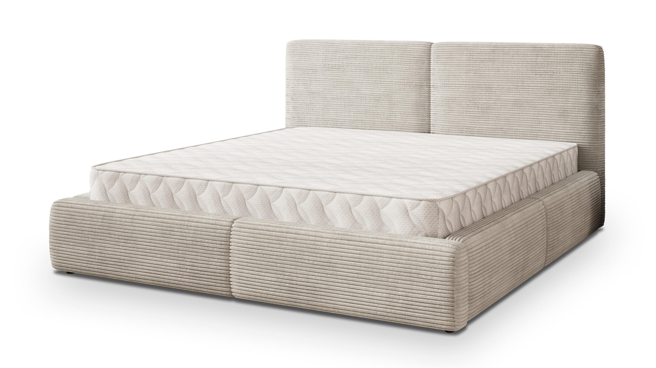 POLSTERBETT FELURO 160x200 cm mit Bettkästen - Creme - Creme, Holz (160/200cm) - MASSENO