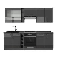 KUHINJA Fame-Line Antracit z visokim sijajem 235 cm , DP Antracit - črna/visok sijaj, leseni material (235/81.6/60cm) - Vicco