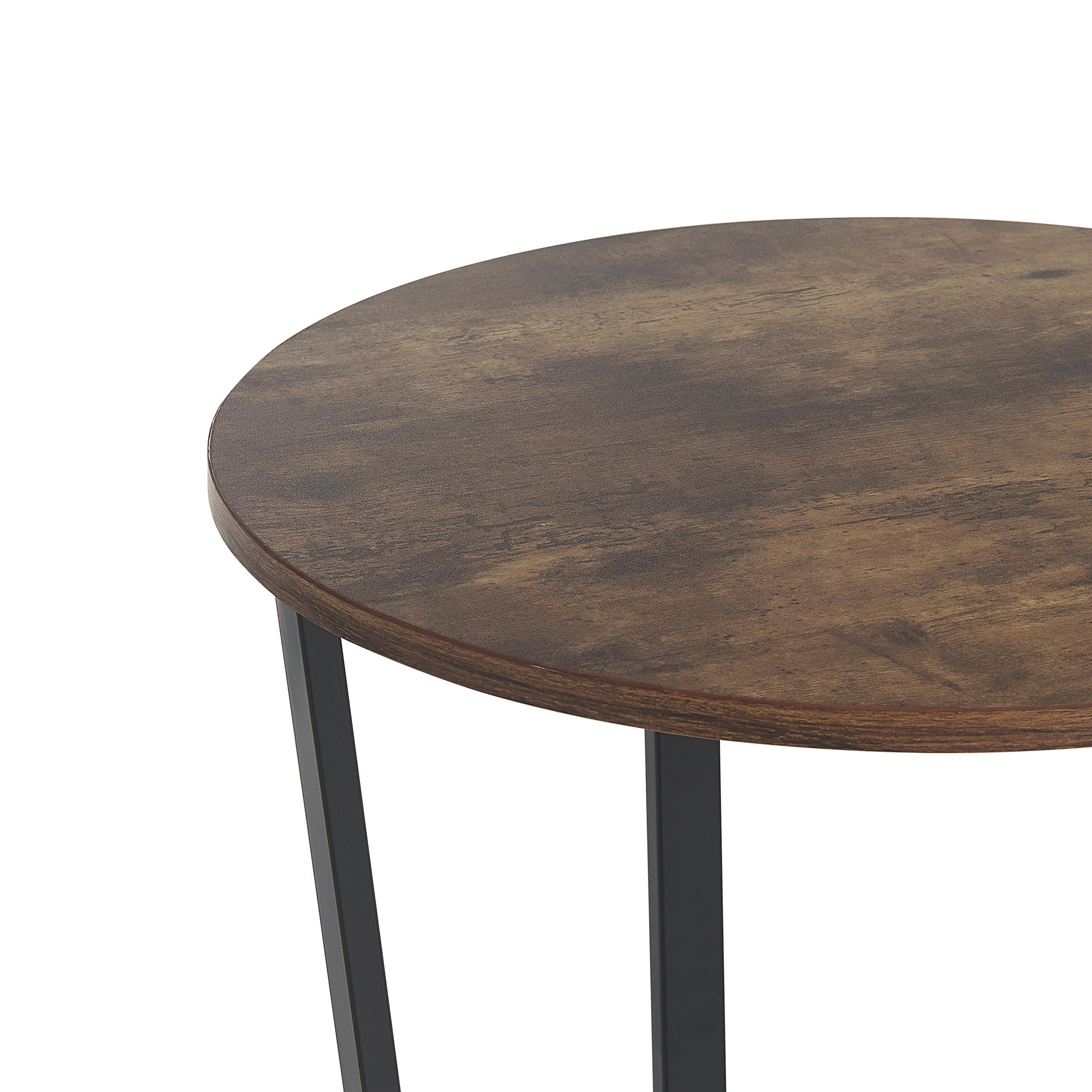 BEISTELLTISCH dunkler Holzfarbton/schwarz rund Orick - Dunkelbraun/Schwarz, Holzwerkstoff (50/50/57cm) - Beliani