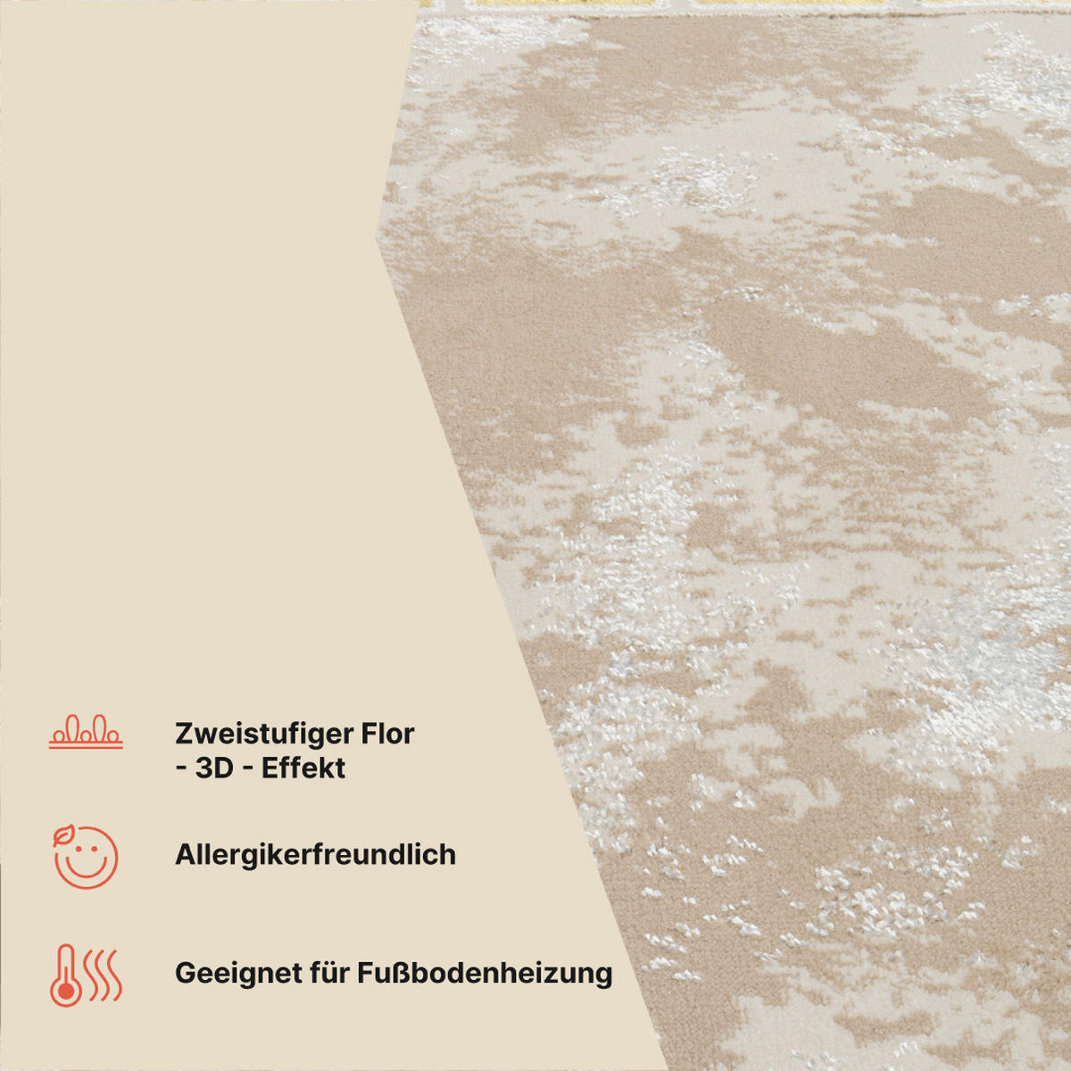 TEPPICH ARES Beige Creme 140/200 cm - Beige/Creme, Textil (140/200cm) - Tapiso