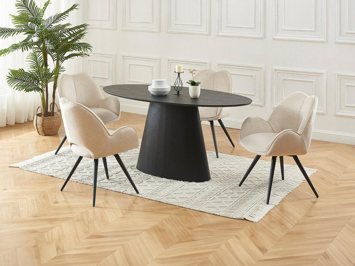 ESSTISCH - 6 Personen - MDF - Schwarz - ANTELADA - Schwarz, Holz (160/90/76.5cm) - Vente-Unique