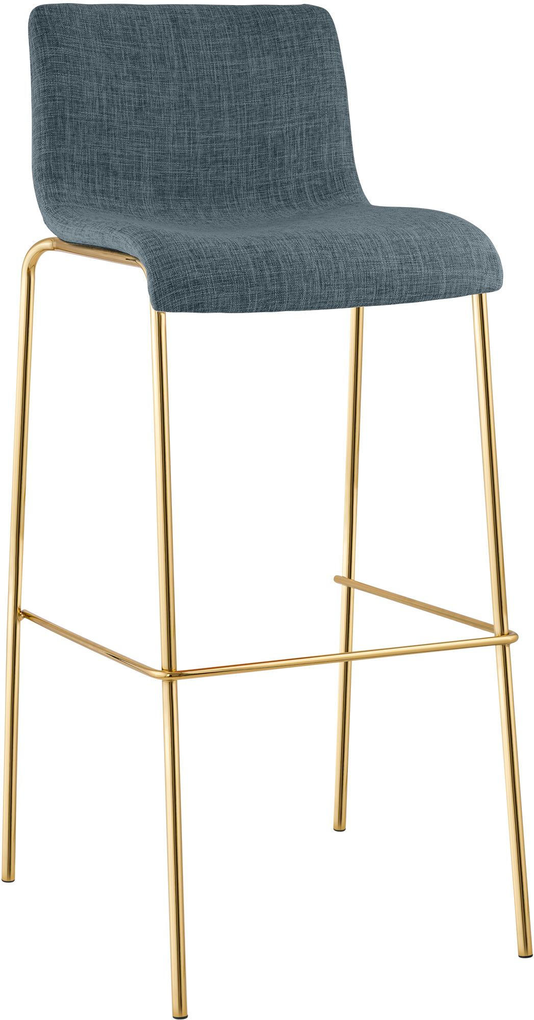 BARHOCKER Stoff Blau - Blau/Goldfarben, Textil/Metall (43/100/48cm) - CLP