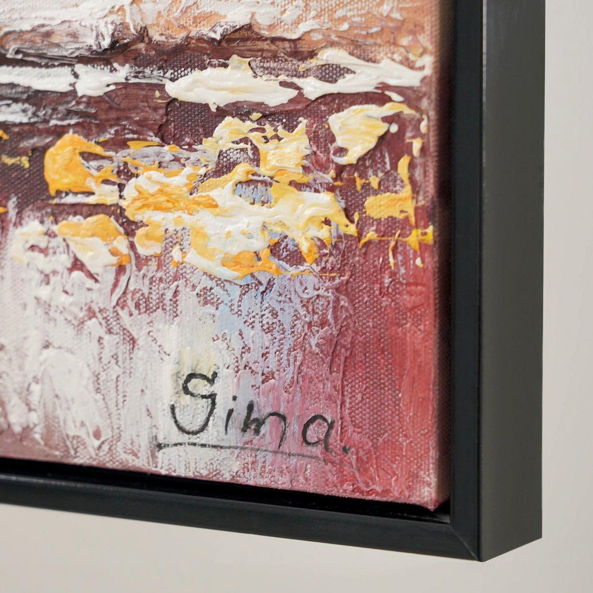 GEMÄLDE Morgens in Megapolis Schattenfugenrahmen Schwarz 180x60 cm - Schwarz, Holz (180/60cm) - YS-art gallery