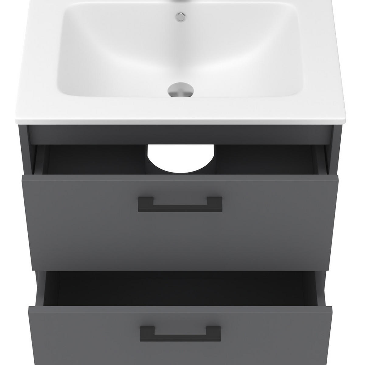 WASCHBECKENUNTERSCHRANK Lanco Anthrazit 61 x 61.5 cm mit Waschbecken - Anthrazit, Holzwerkstoff (61/61.5/46.5cm) - Vicco